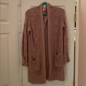 Rose colored long cardigan